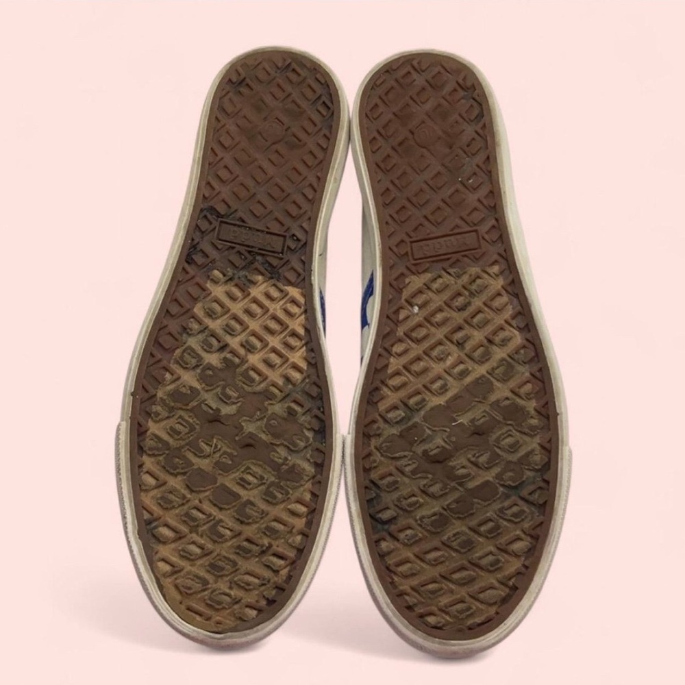 SOLD. Women’s Size 10 Mudd Blue White Canvas Checkered Slip On Skater Sneakers - Picture 5 of 8